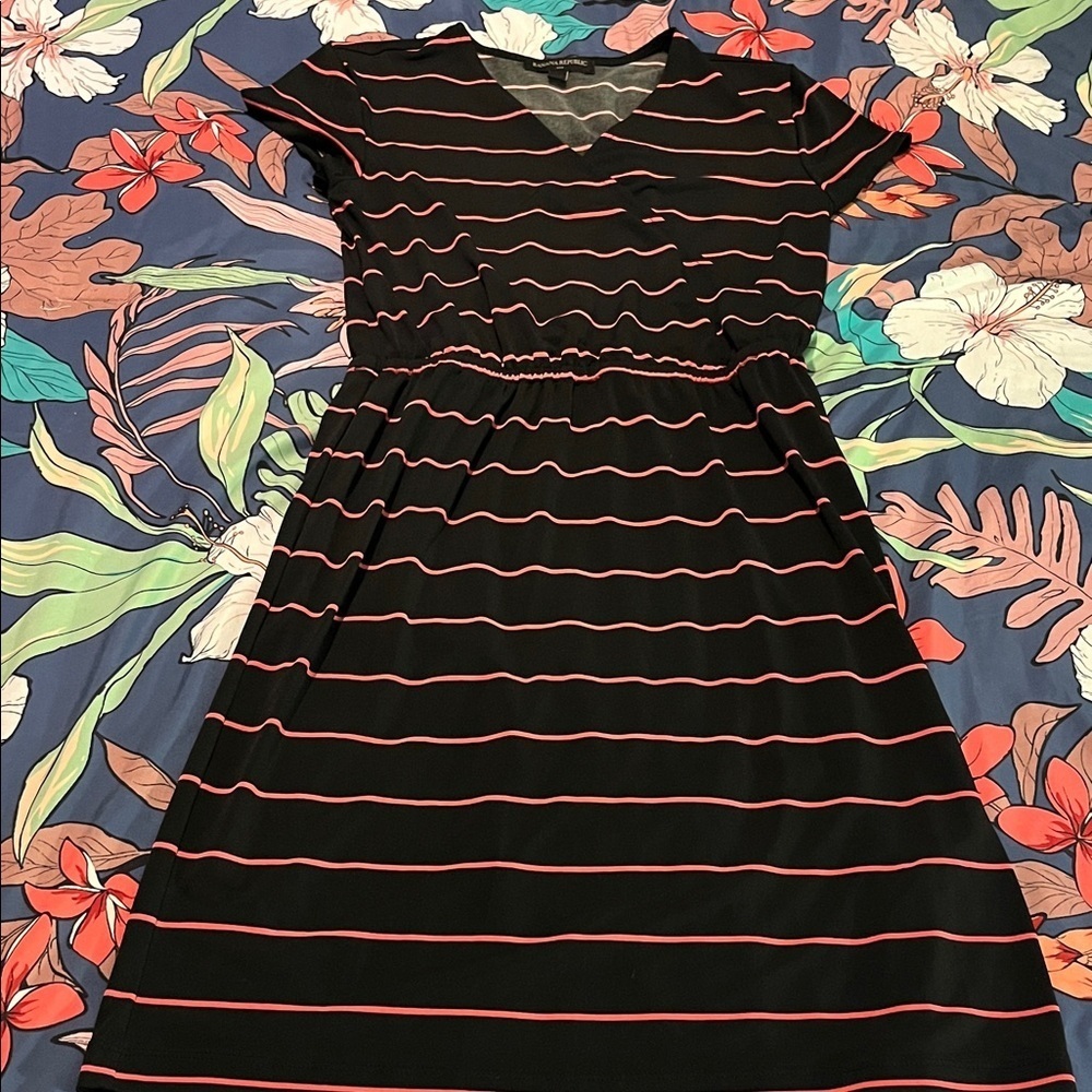 Banana Republic striped casual wrap look dress new